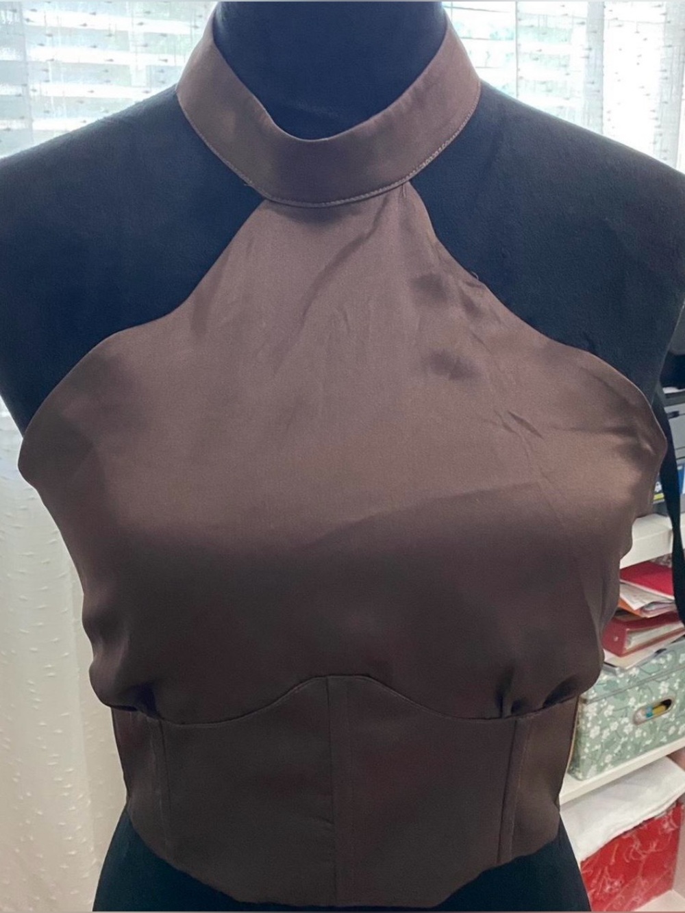 Meshki Brown Halter Neck Crop Top - NEW w/ tags